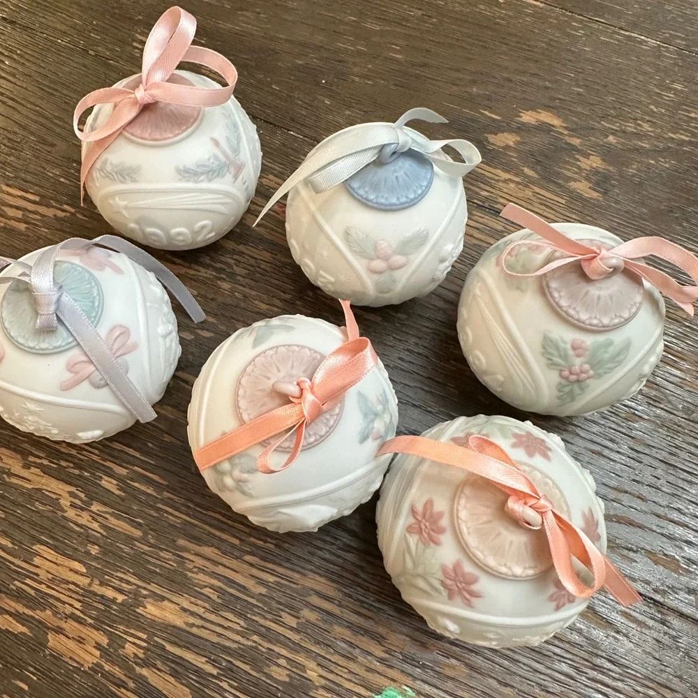 Lladro Porcelain Ball Annual Christmas Ornament 1992 through 1997 Vintage Lot